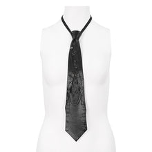 Load image into Gallery viewer, AS149 Asymmetric black leather tie with chain
