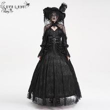 Load image into Gallery viewer, ESKT05001 High Waist Rose Embossed Velvet Tasseled Skirt
