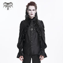 Load image into Gallery viewer, SHT12401 Black Gothic pattern satin long-sleeved men shirts
