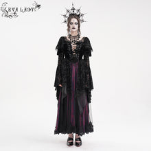 Load image into Gallery viewer, ESKT05202 GOTHIC Chest V-neck long-sleeved jacquard mesh dress
