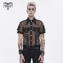 Load image into Gallery viewer, SHT162 Diamond Mesh Punk Shirt with Accordion Pockets Cuffs
