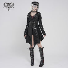 Load image into Gallery viewer, CT27601 Punk-Style Mid-Length Coat with Glossy Finish and Multiple Straps
