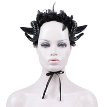 Load image into Gallery viewer, AS190 Black devil horn women cosplay hairpin headband
