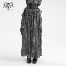 Load image into Gallery viewer, SKT20701 Grey pirate style High waist two-tone chiffon punk skirt
