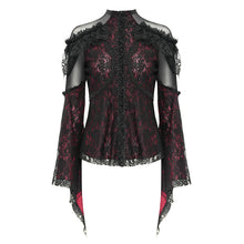 Load image into Gallery viewer, TT27902 Dark Red Gothic Double Lace Mesh Women T-Shirt
