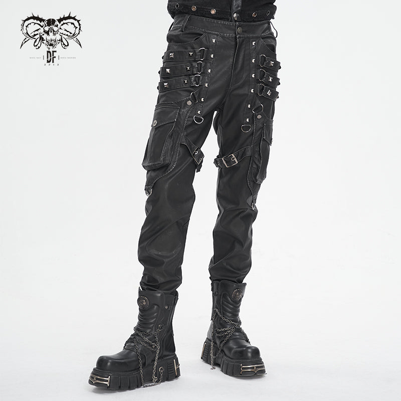 PT24401 Steampunk brush-off leather trousers