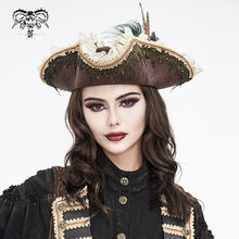 Load image into Gallery viewer, AS181 Lace peacock feather triangle pirate hat
