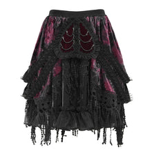 Load image into Gallery viewer, SKT25102 Red Heart-Patterned Corduroy &amp; Velvet Patchwork Gothic Mini Skirt
