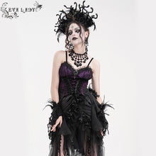 Load image into Gallery viewer, ECST00702 purple Gothic Pattern Jacquard Feather Rose Women sexy Corset
