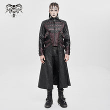 Load image into Gallery viewer, CT26901 Punk pleated leather long coat
