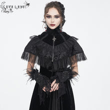 Load image into Gallery viewer, EGE00201 Black gothic Flocked rose mesh feather sleeves
