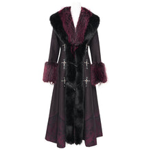 Load image into Gallery viewer, ECT016 thick warm gothic fur Black and red gradient nylon wool long coat
