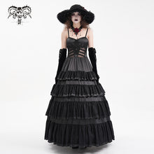 Load image into Gallery viewer, SKT22401 Black party Gothic long suspender dress
