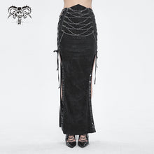 Load image into Gallery viewer, SKT191 Punk side seams high-waisted skirt with split
