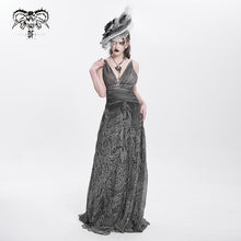 Load image into Gallery viewer, ESKT008 punk wedding branch embroidery smoky pattern sexy women silk chiffon halter dress
