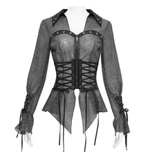Load image into Gallery viewer, SHT131 Punk Transparent Chiffon Long Sleeve Shirts
