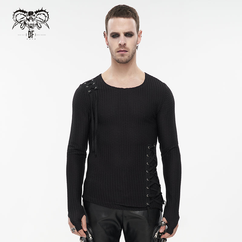 TT177 Coarse mesh asymmetric men T-shirt