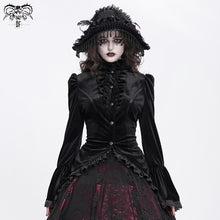 Load image into Gallery viewer, SHT14101 Black Women Glossy Velvet Swallowtail Shirts
