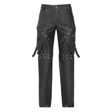 Load image into Gallery viewer, PT301 Punk-style Straight-Leg Faux Leather Trousers (Convertible into Shorts)
