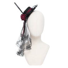 Load image into Gallery viewer, AS304 Lolita DIY Coffin-Shaped Lace Mini Top Hat Hair Clip
