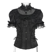 Load image into Gallery viewer, SHT15101 Lolita Shimmer Chiffon Pleated Short-Sleeve Blouse
