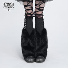 Load image into Gallery viewer, AS323 Black plush V-shaped mid-length leg warmers

