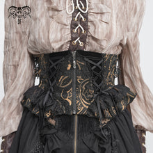 Load image into Gallery viewer, AS299 Black and Apricot Paisley Gothic Waist Belt
