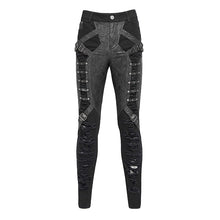 Load image into Gallery viewer, PT286 Twill and faux leather multi-strap punk trousers
