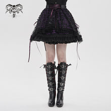 Load image into Gallery viewer, SKT25902 Sequined Mesh and Flat Grid-Paneled Lolita Miniskirt
