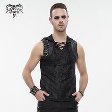 Load image into Gallery viewer, TT137 Devil fashion biker punk rock metallic hooded tattered knit men top

