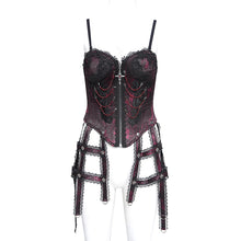 Load image into Gallery viewer, ECST00802 red Gothic fringed iris one-piece bustle corset for women
