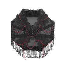 Load image into Gallery viewer, EAS035 Gothic tassel bead chain wooden handle small umbrella
