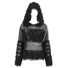 Load image into Gallery viewer, SR014 Plush patchwork hooded cross short sweater
