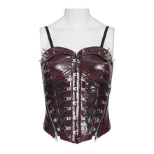 Load image into Gallery viewer, CST00902 Red Punk-Style Glossy Leather Strapless Corset
