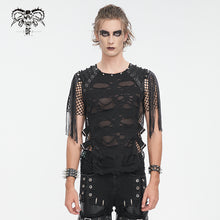 Load image into Gallery viewer, TT276 Punk hole mesh tasseled men&#39;s T-shirt
