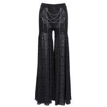 Load image into Gallery viewer, EPT017 Velvet and burnt-out flower mesh bell-bottom gothic women pants
