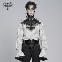 Load image into Gallery viewer, SHT15602 Grey Two-Tone Textured Woven Gothic Shirts with Bow Tie
