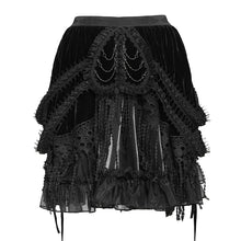 Load image into Gallery viewer, SKT25101 Heart-Patterned Corduroy &amp; Velvet Patchwork Gothic Mini Skirt

