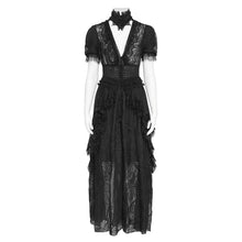 Load image into Gallery viewer, ESKT082 Gothic Branch-Embroidered Chiffon Long Cardigan Dress
