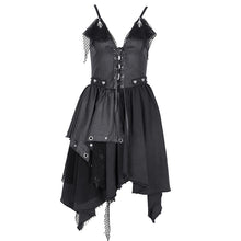 Load image into Gallery viewer, SKT214 Punk faux leather elastic rubberized twill mesh suspender dress
