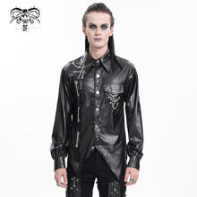 Load image into Gallery viewer, SHT123 Laminated Scratched Punk Swallowtail Shirt
