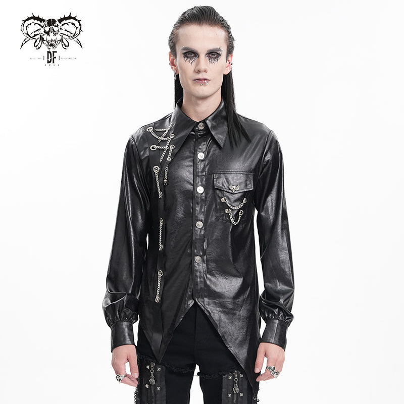SHT123 Laminated Scratched Punk Swallowtail Shirt