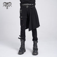 Load image into Gallery viewer, PT032 adjusted loops punk rock broken holes black men ripped trouser with skirt
