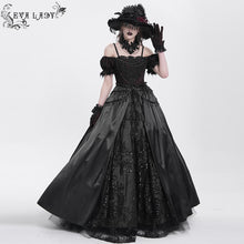 Load image into Gallery viewer, ESKT05701 Black Sequined Lace Mesh Gown Dress
