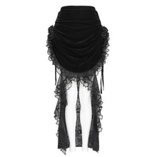 Load image into Gallery viewer, ESKT07801 Black Velvet Paneling with Soft Rose Mesh Gothic Skirt
