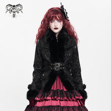 Load image into Gallery viewer, CT265 Gothic snake print fur collar long sleeve coat
