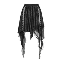 Load image into Gallery viewer, SKT257 Distressed Rib-Knit Irregular Mesh Patchwork Punk-Style Mini Skirt
