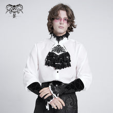Load image into Gallery viewer, SHT02302 Gothic western fashion palace embroidered ruffled sleeves white men chiffon shirts
