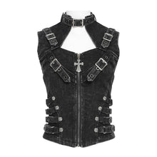 Load image into Gallery viewer, WT101 Punk Distressed Corset Vest
