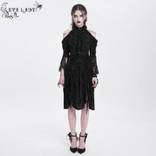 Load image into Gallery viewer, ESKT061 Burnout flocked off-shoulder dress&nbsp;
